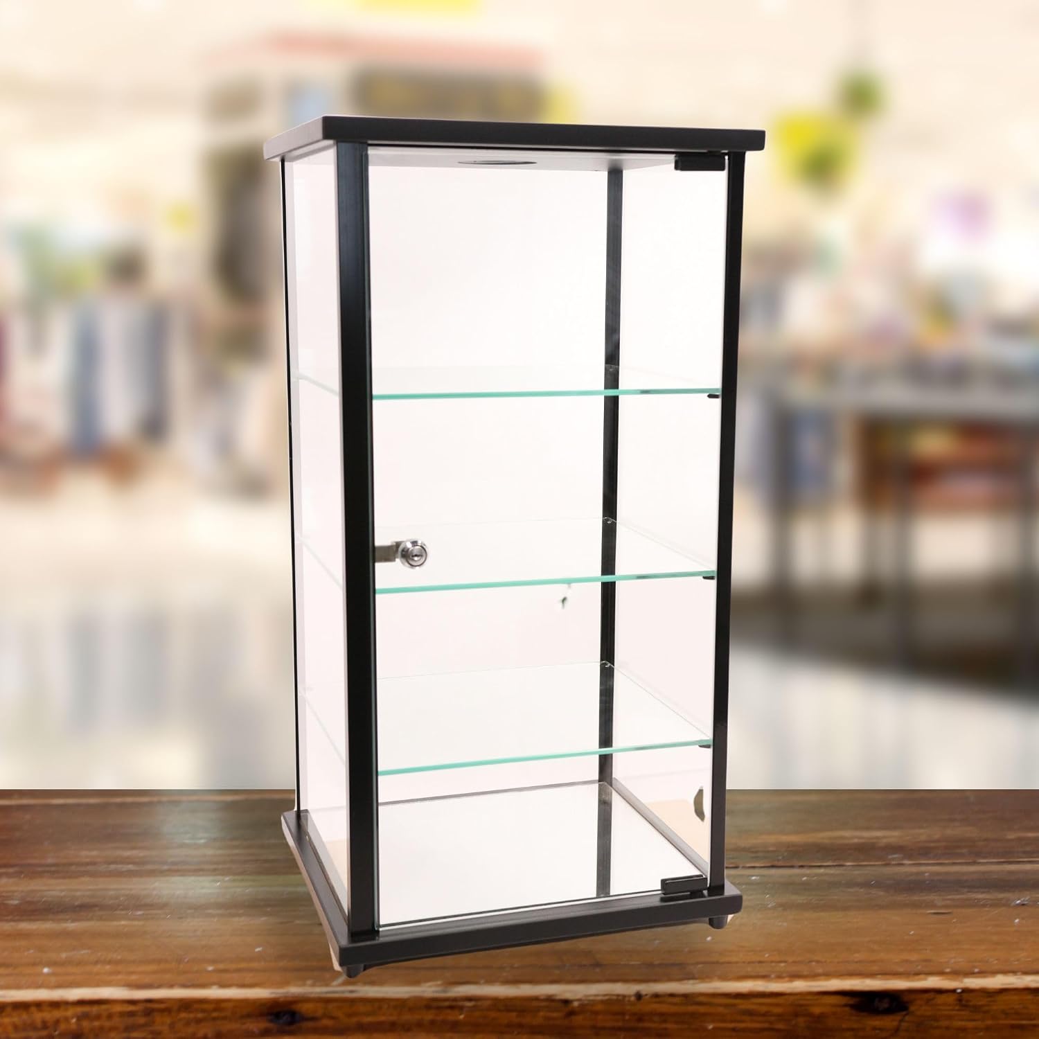Lighted Glass Countertop Display Case - 27" H x 12" D x 14" L - with Locking Front