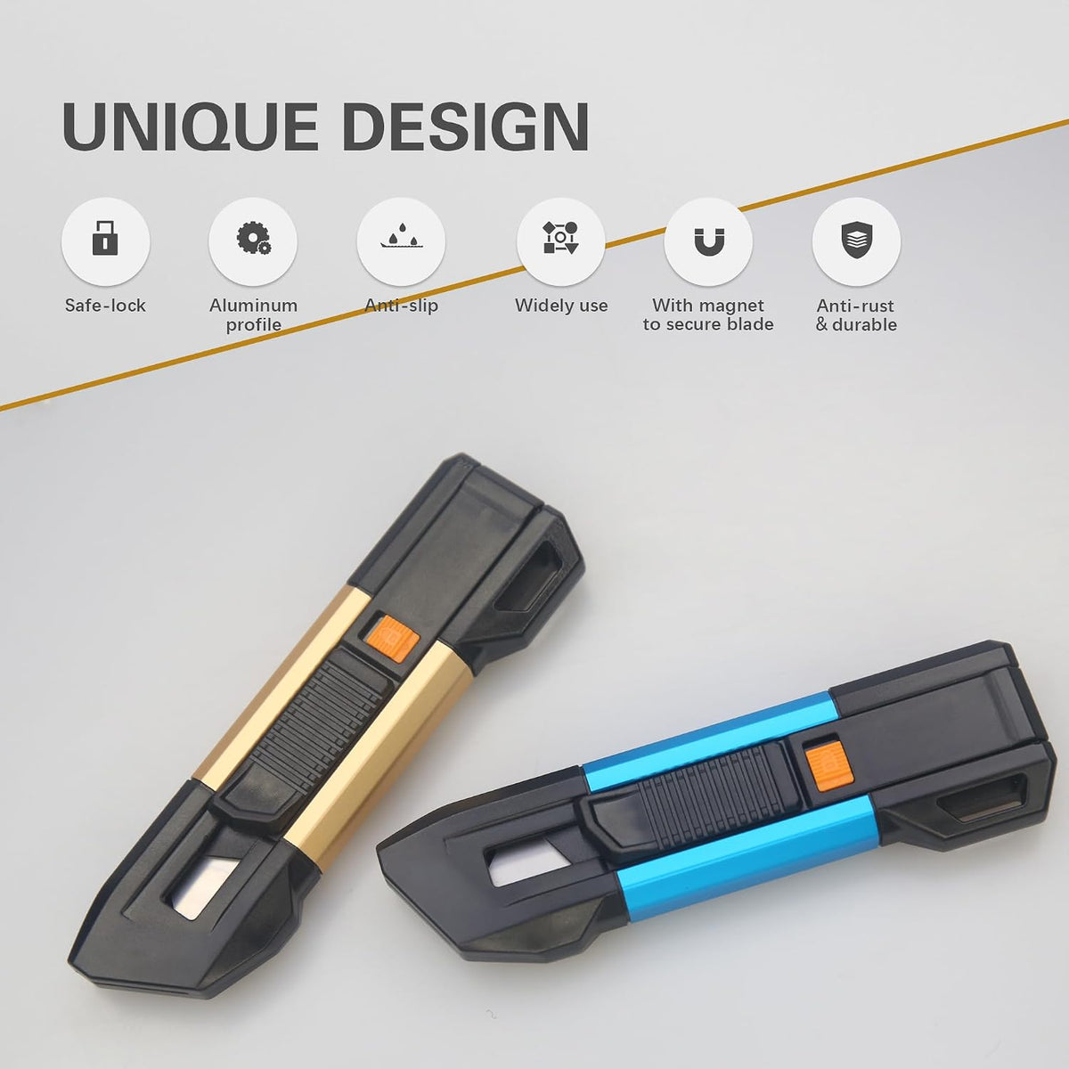 Auto-retractable Safety Box Cutter, Lightweight Safety Knife with Self-retracting, 2-Pack