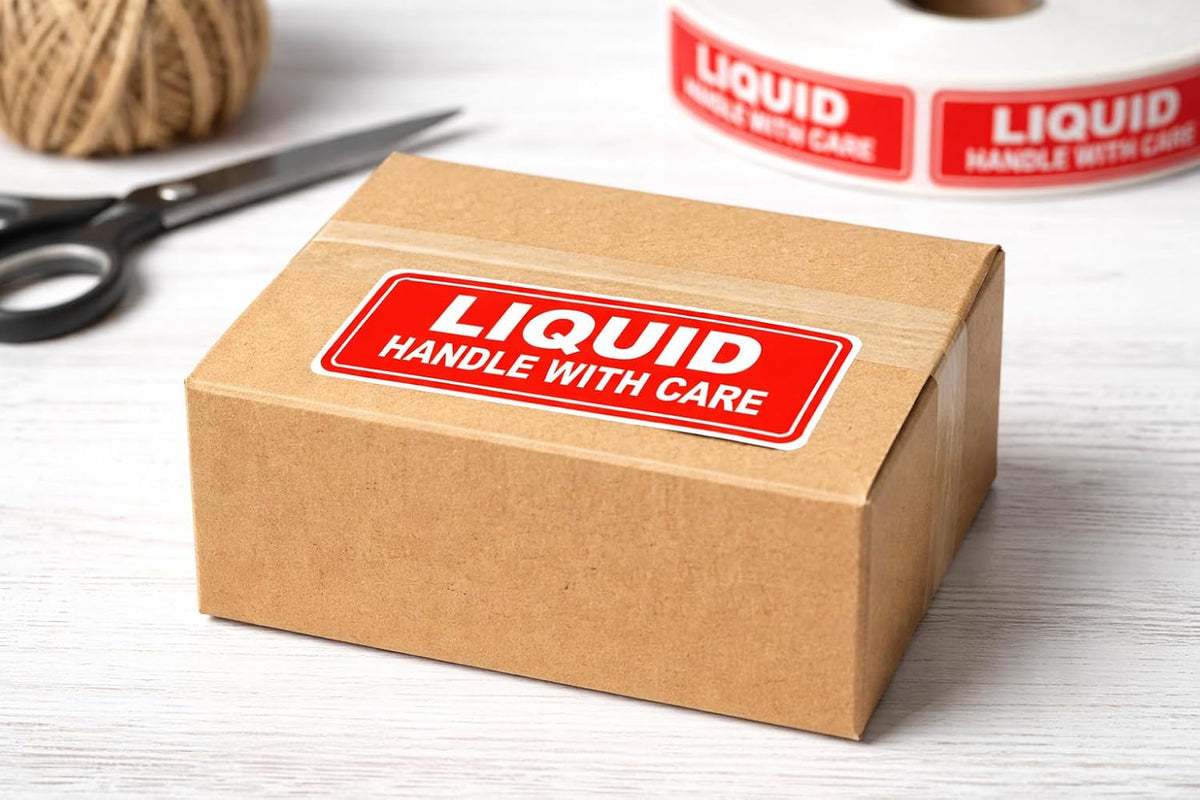 Liquid Labels 1x3 Shipping Handle with Care Fragile Adhesive Stickers