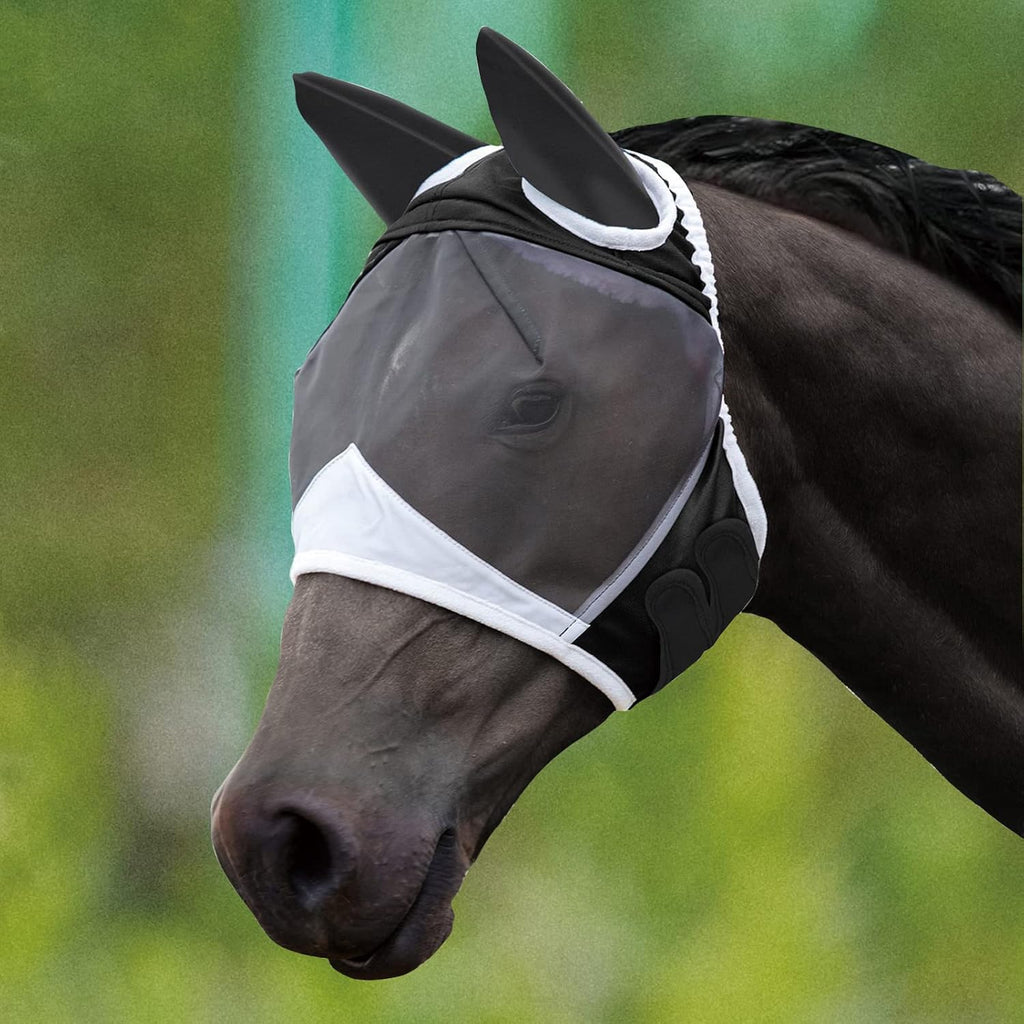 Fly Mask with Ears for Horses Soft Stretchy Mesh Horse Face Cover