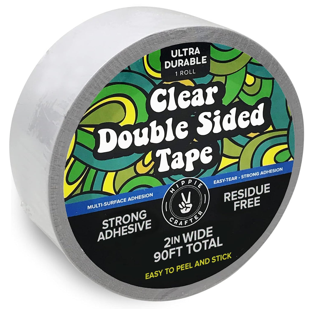 Clear Double Sided Tape, 2 Inch Wide Heavy-Duty Adhesive, Removable Mounting Rug Tape for Posters, Carpets, Wall-Safe
