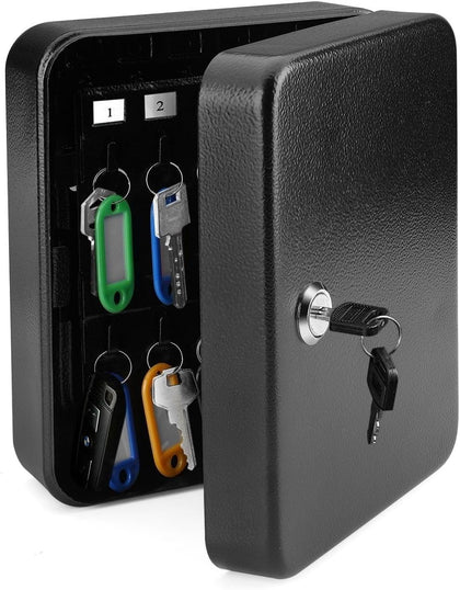 Key Cabinet Key Lock Box Wall Mount with 40 Key Holder Organizer Locker Case, Colored Key Tags & Hooks Wall Mounted