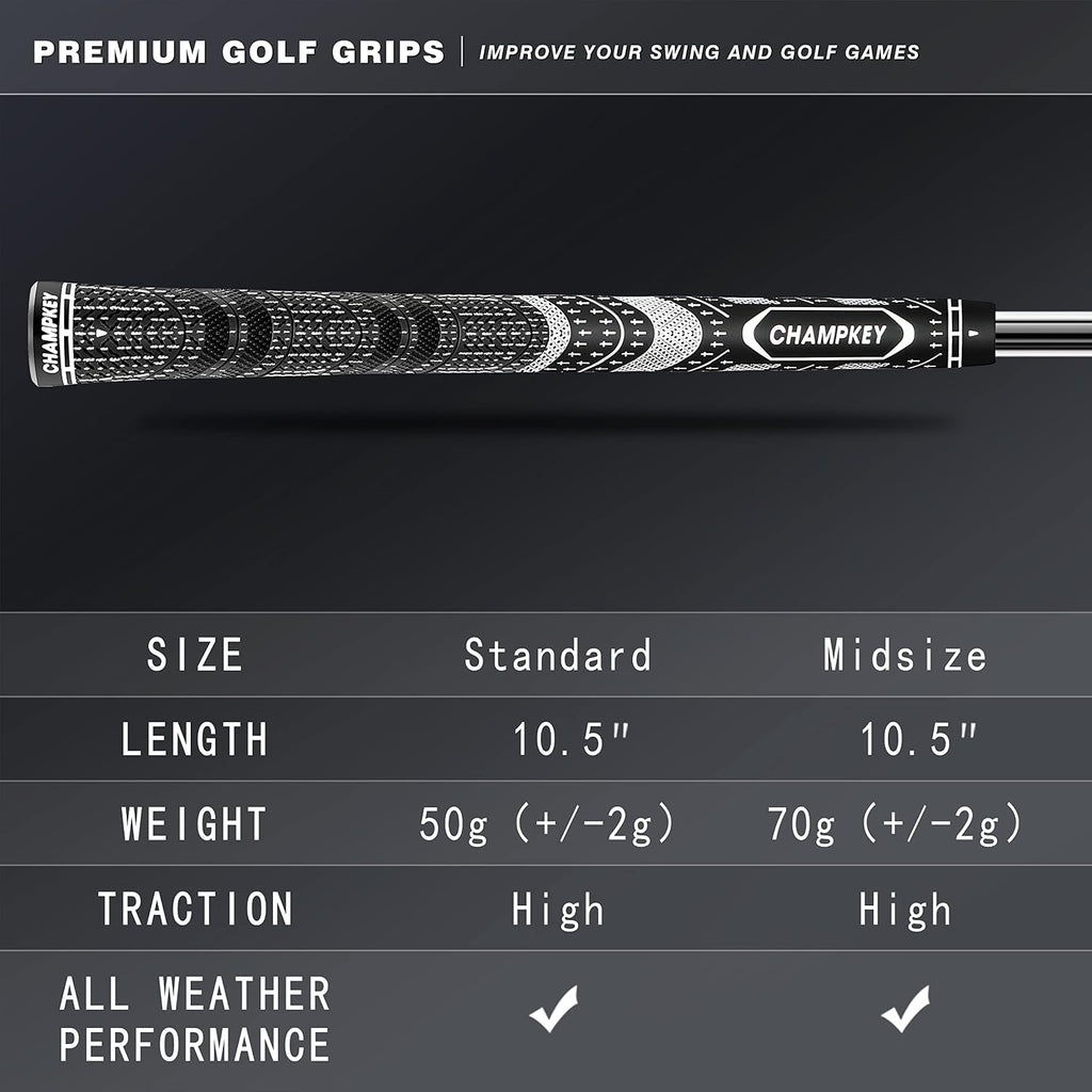 Premium Hybrid Golf Grips 13 Pack with All Repair Kits - All Weather Performance Golf Club Grips - High Traction and