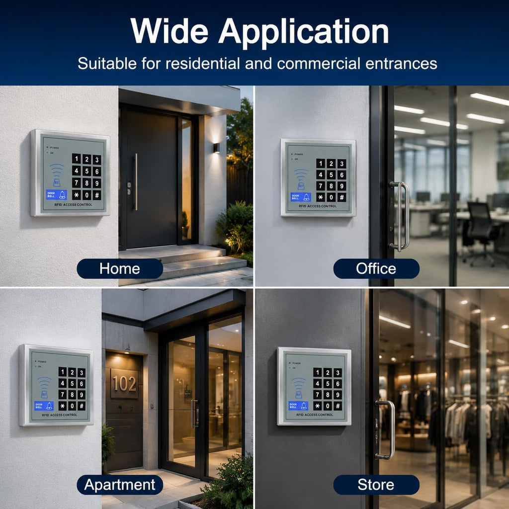 Fully Access Control System Kit,Easy to Install,1000 Users, Wiegand 26, 125KHz RFID Door Entry Keypad+NC Electric