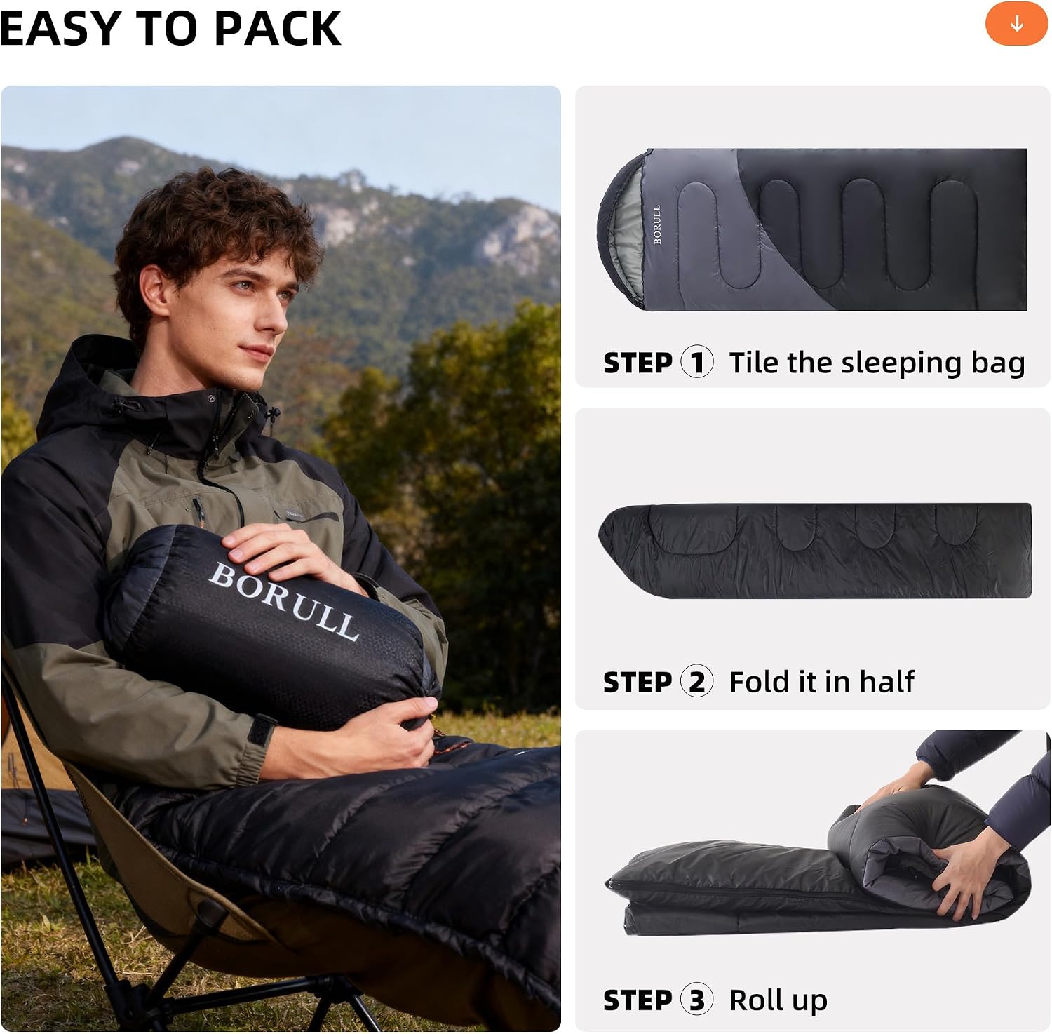 Lightweight Sleeping Bags for Adults & Kids, Backpacking & Scouts, Compact | 3lb, packs 8"x14". Left-zip Pairs with