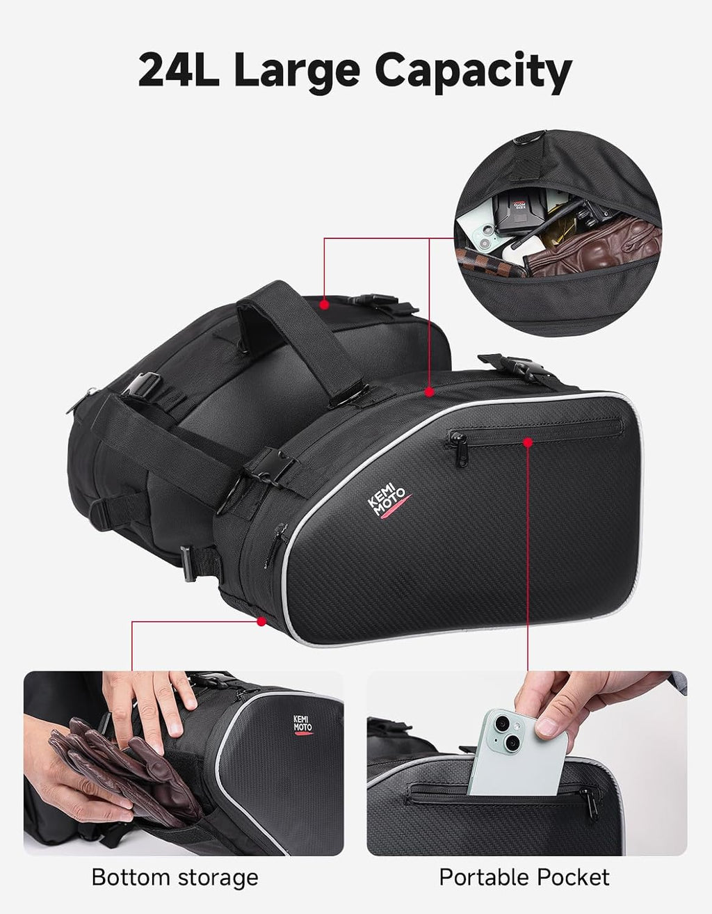 Motorcycle Saddlebags Expandable 20-24L with Rain Covers | Compatible with Dirt Bike Dual Sport Motorcross Motorbike