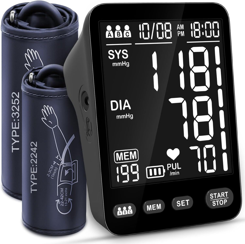 Blood Pressure Monitor, Upper Arm Automatic, 3 Users 199 Memory Black