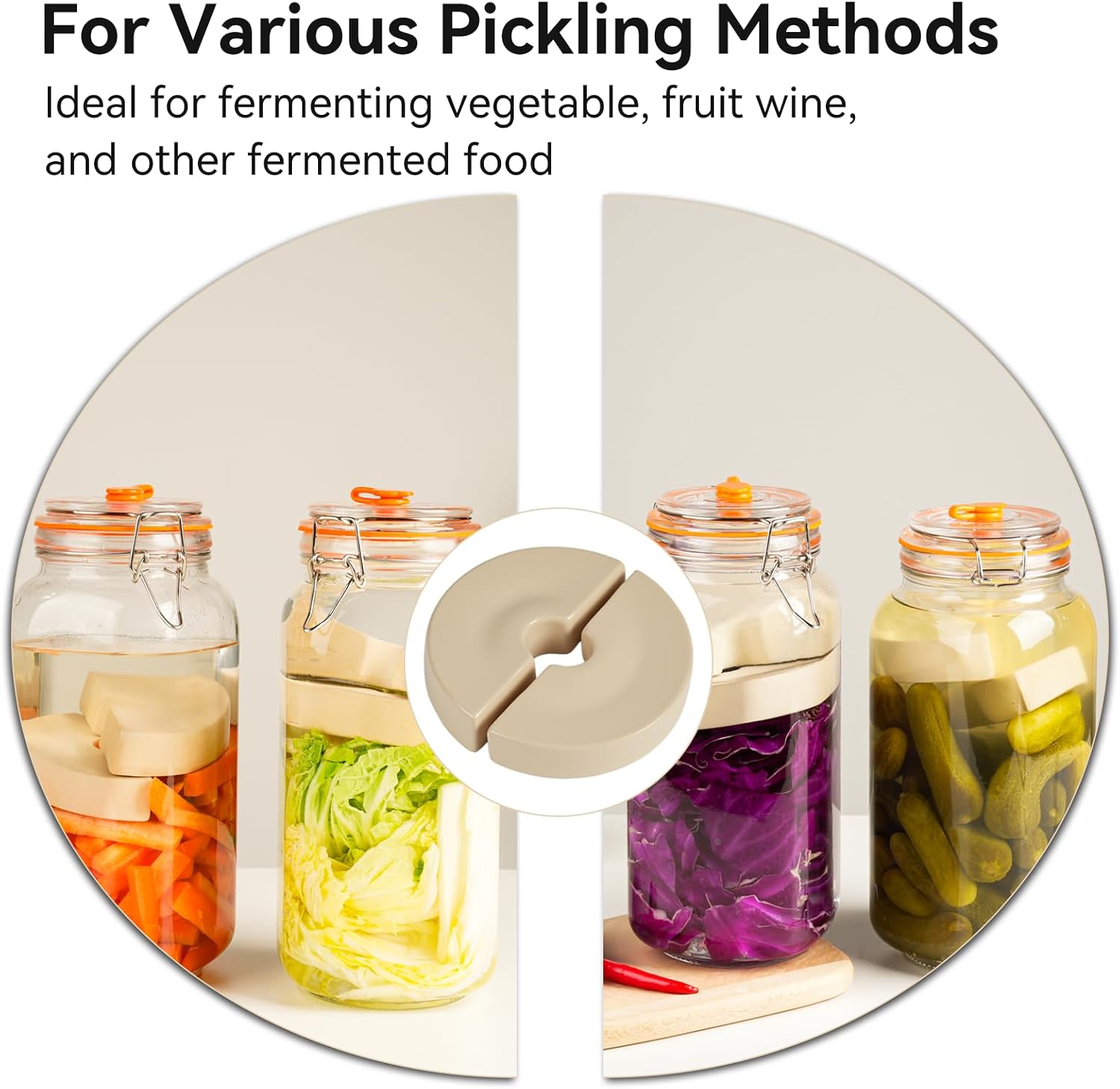Fermentation Crock Weight - Ceramic Fermentation Stone Weight for Gallon Jar Canning Pickling Cabbage Kimchi