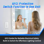 GFCI Outlet Light Switch Combo, 15A Self-Test TR ETL Listed 1 Pack | Tamper-Resistant Ground Fault Circuit