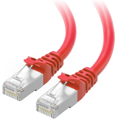 10Gbps Snagless Shielded Cat 6A Ethernet Cable, 50ft, Red | S/FTP Shielded, 26 AWG Bare Copper, 550MHz Bandwidth