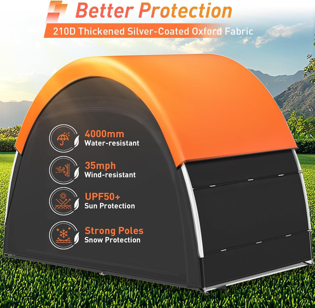 Upgraded Bike Tent with Rain Cover, Outdoor Storage Shed for 4-5 Bikes | 210D Oxford Fabric PU4000 Waterproof, Bike