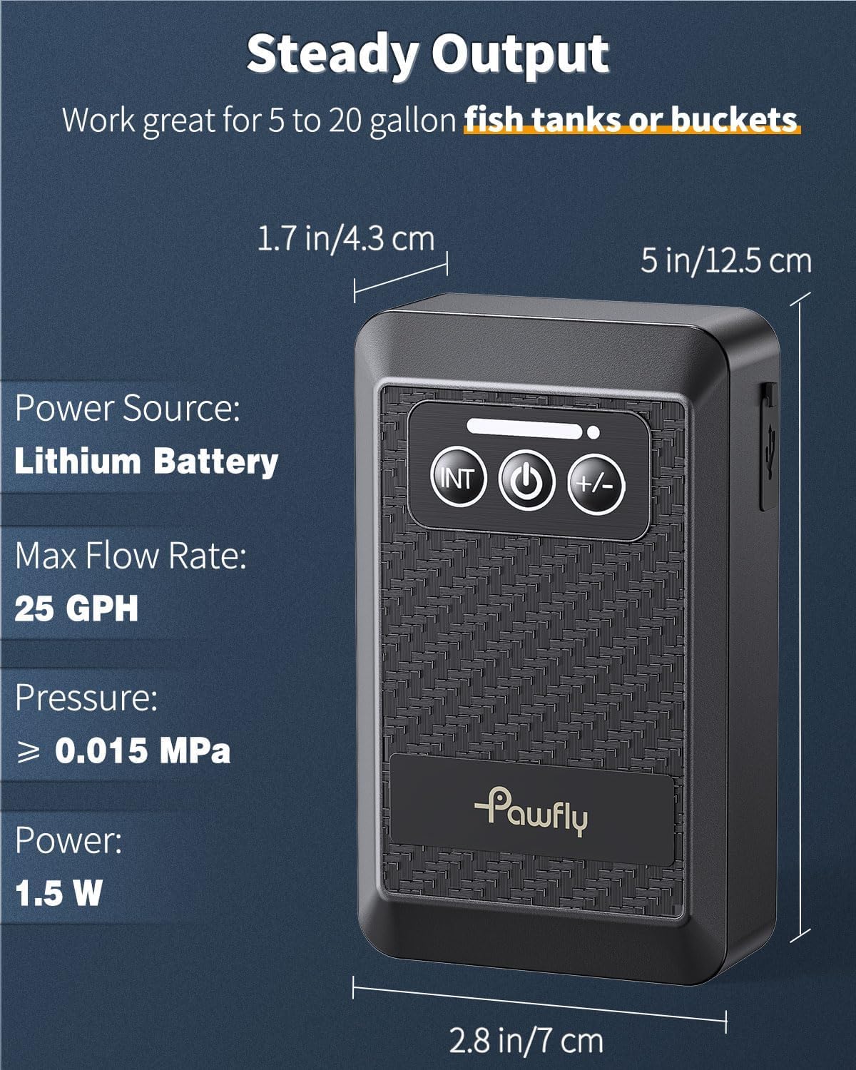 Ultra Quiet Live Bait Aerator USB Rechargeable Battery Air Pump for 5-100 Gallon Bait Bucket Portable Battery Powered