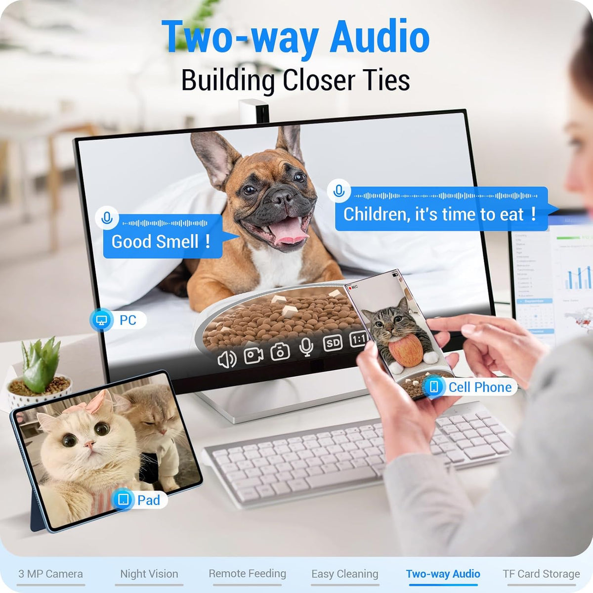 Automatic Cat Feeder with 2K Camera: 5G WiFi Automatic Dog Feeder with Night Vision,Cat Food Dispenser with 7L Large
