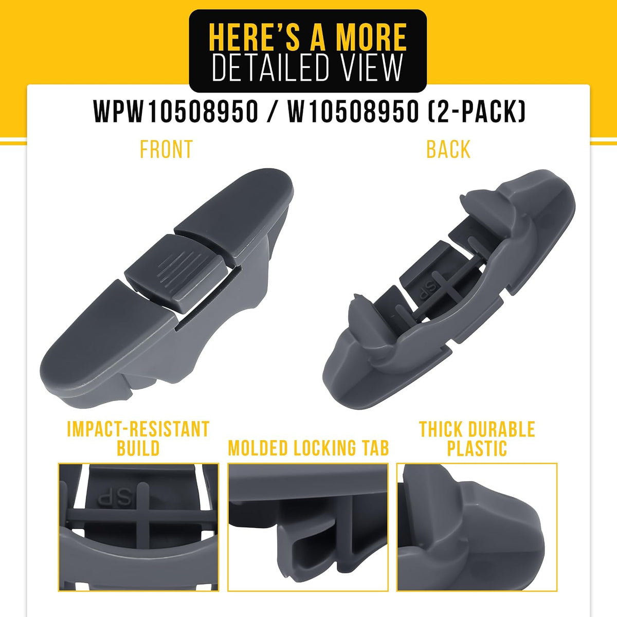 Dishwasher Stop Clip for Whirlpool WDF331PAHS1 (2-Pack)