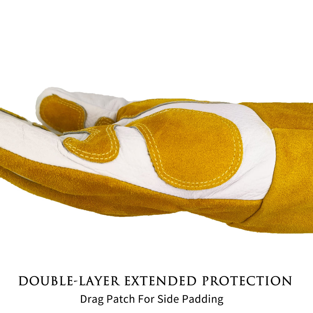 14 In Professional MIG & TIG Welding Gloves,Extra Large,Yellow-white