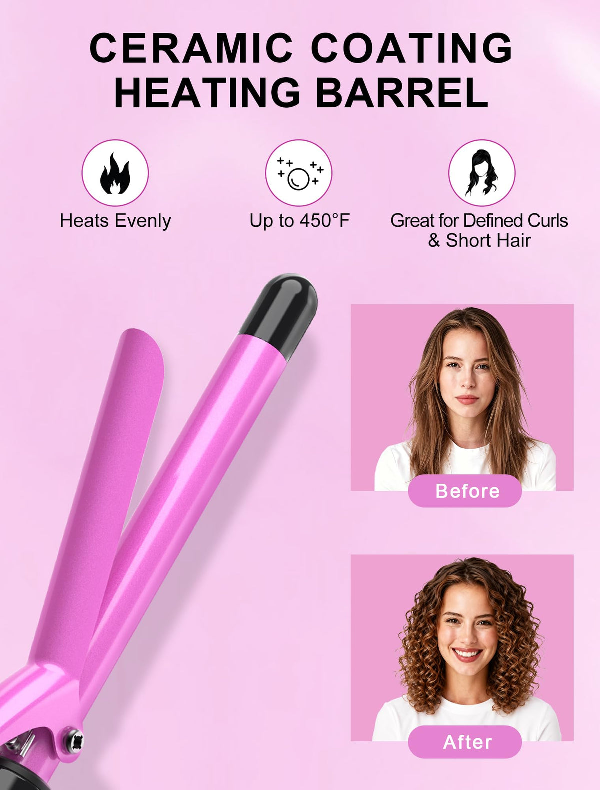 5/8 Inch Ceramic Small Curling Iron for Short Hair, 16mm Small Curling Wand