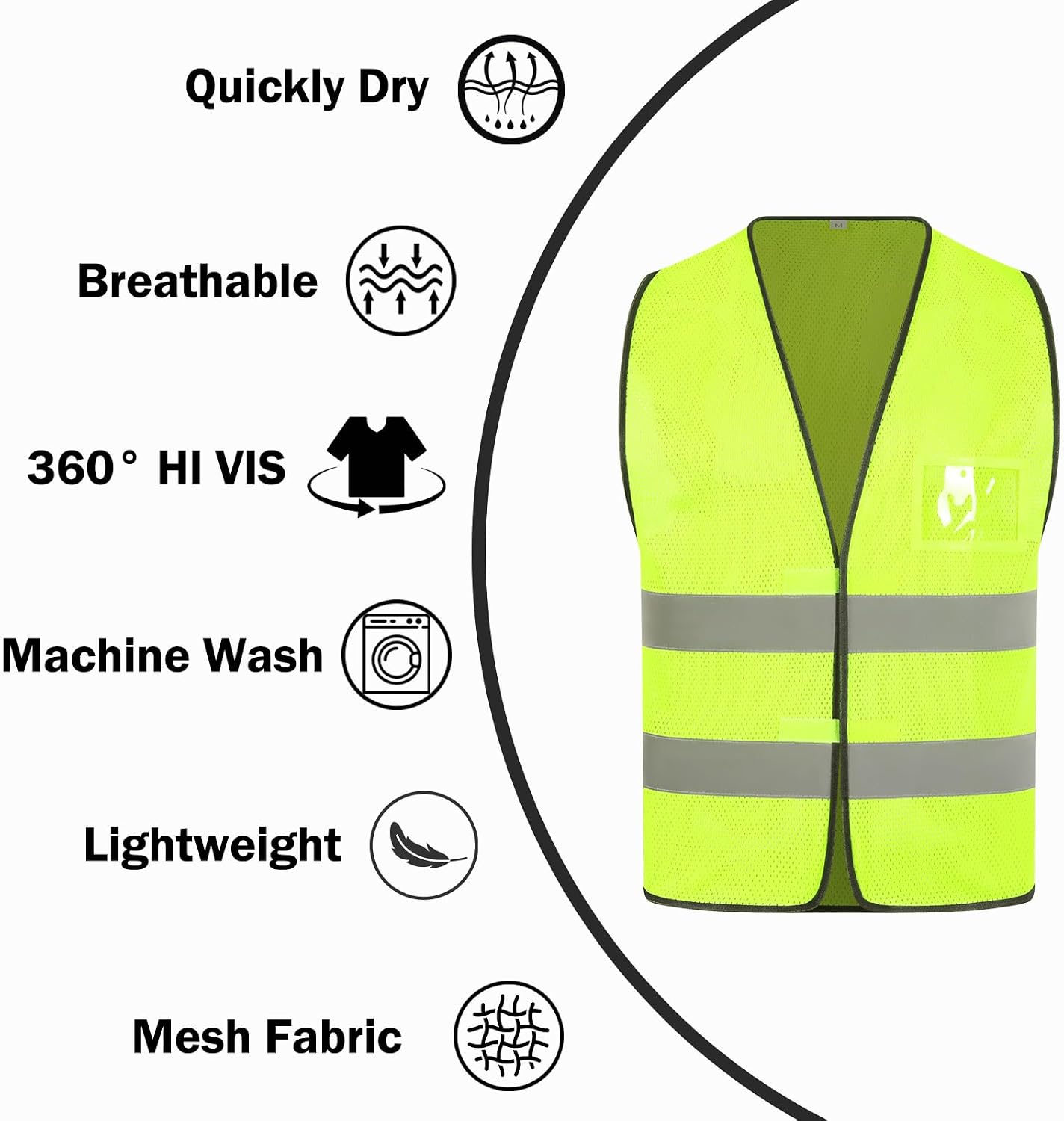 Reflective High Visibility Safety Vest for Men Women ANSI Class 2 Hi Vis Safety Vests Mesh Fabric Neon Work Jacket