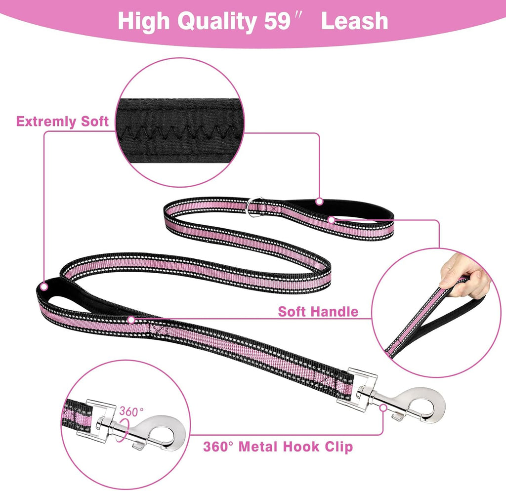 Pet Harness Collar and Leash Set, All-in-one Reflective Dog Harness No Pull with Adjustable Buckles for Puppies
