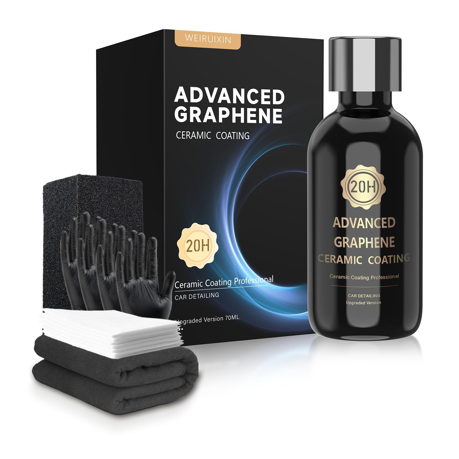 20H Advanced Graphene Ceramic Coating for Cars, Ceramic Car Auto Detailing kit (70ml), 10+ Years of Long Lasting