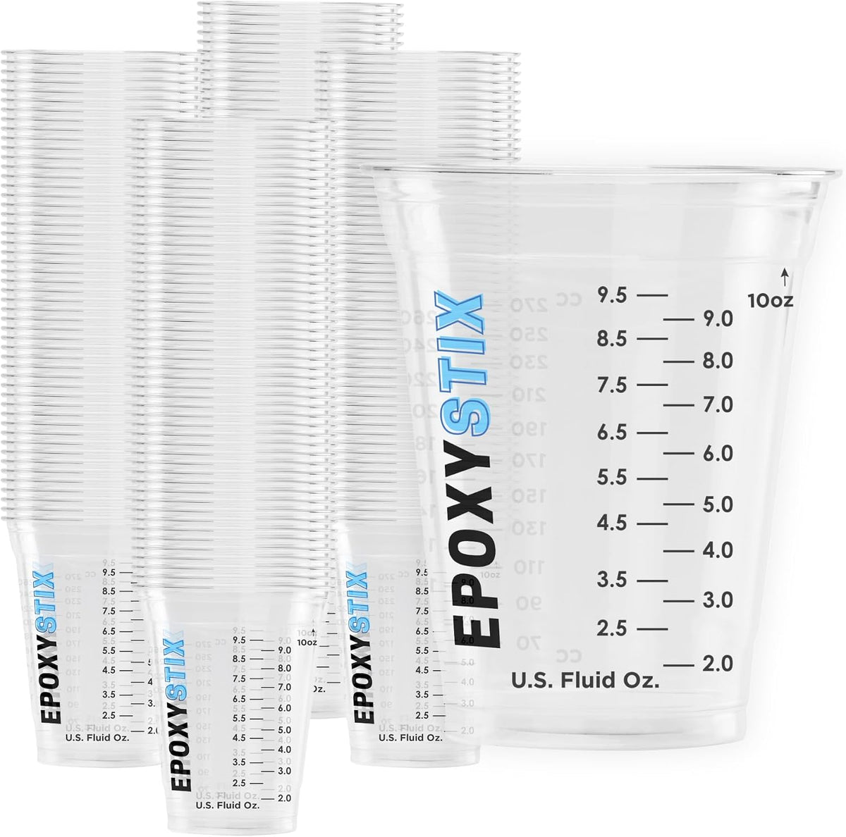 [100 Pack] NEW SIZE 12oz Graduated Mixing Cups - Durable PET, Clear Measurement Markings in oz, mL and cups
