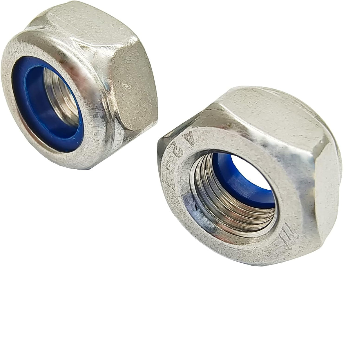 5 Pcs M10 x 1.0mm Metric Fine Thread Nylon Insert Lock Nut, 304 Stainless Steel Non-Slip Self-Locking Nut