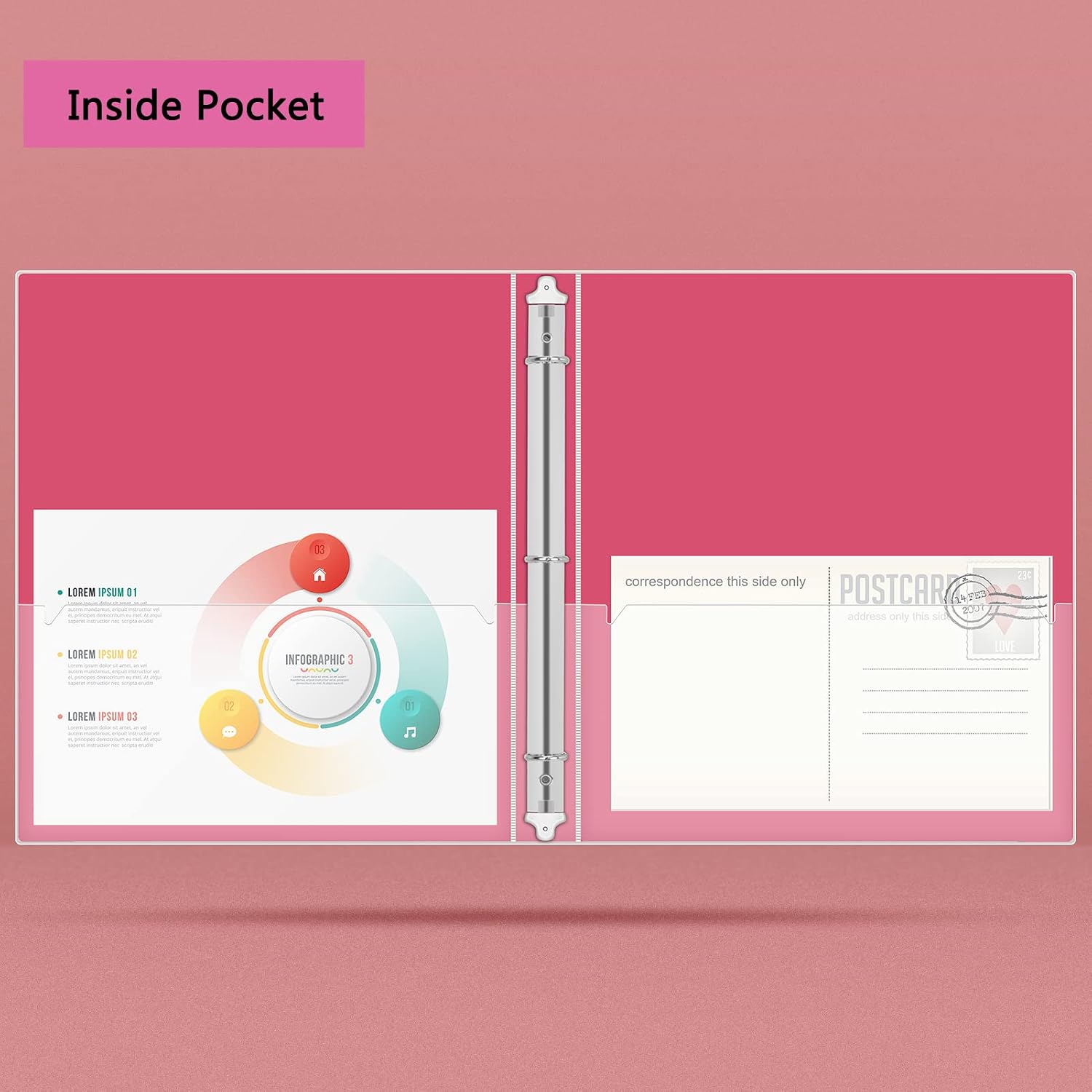3 Ring Binder, Glitter 1 Inch Organizer (10.5'' x 11.5'') Holds 8.5'' x 11''Letter Size 300 Pages, Waterproof Durable