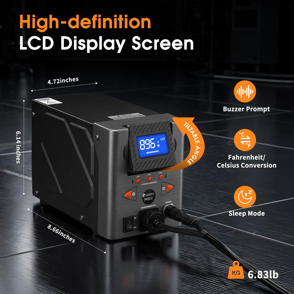 110W 2-IN-1 Desoldering Station, PID Temperature, Sleep Mode, ESD-safe