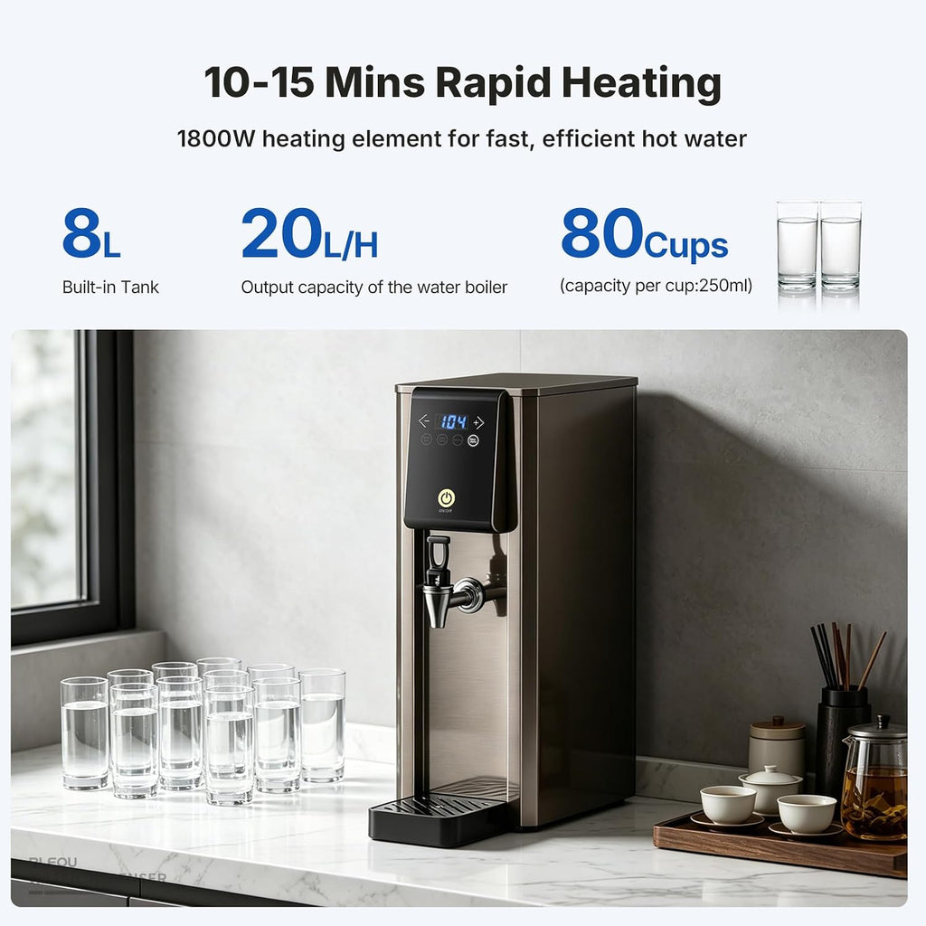 1800W Commercial Countertop Hot Water Dispenser, 20L/H Rapid Heating