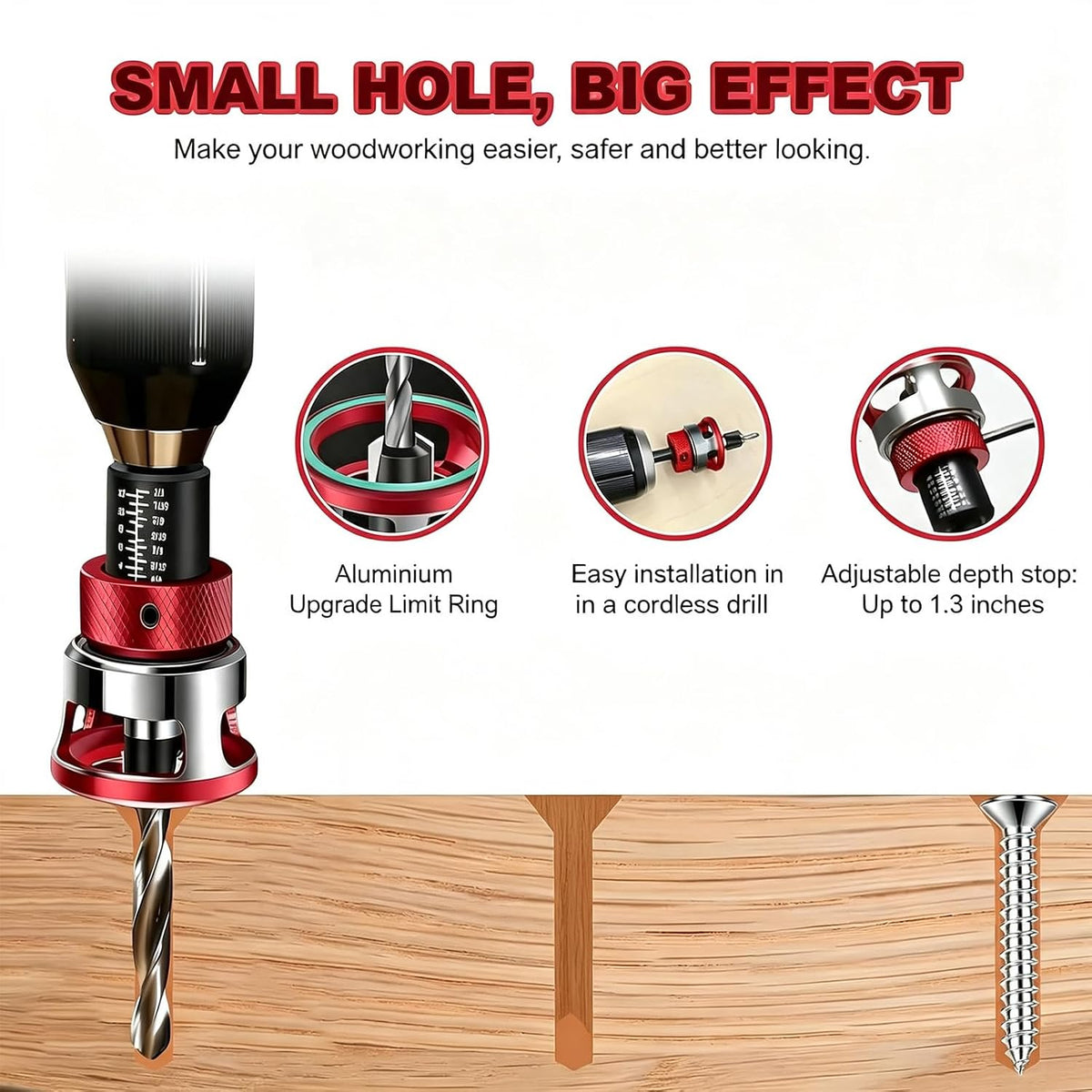 9 PCS Countersink Drill Bit Set, DIY Woodworking Drill Bits