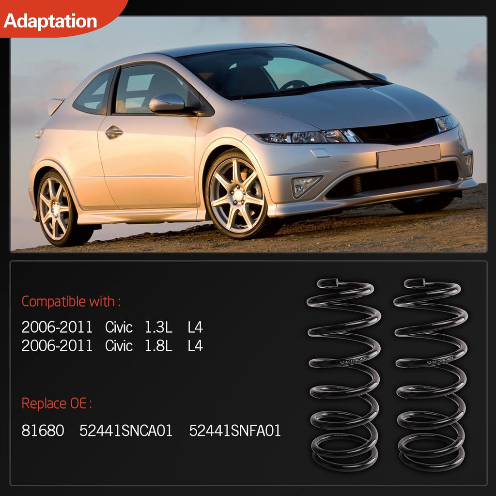 Rear Left & Right Suspension Coil Spring Set Compatible with Civic