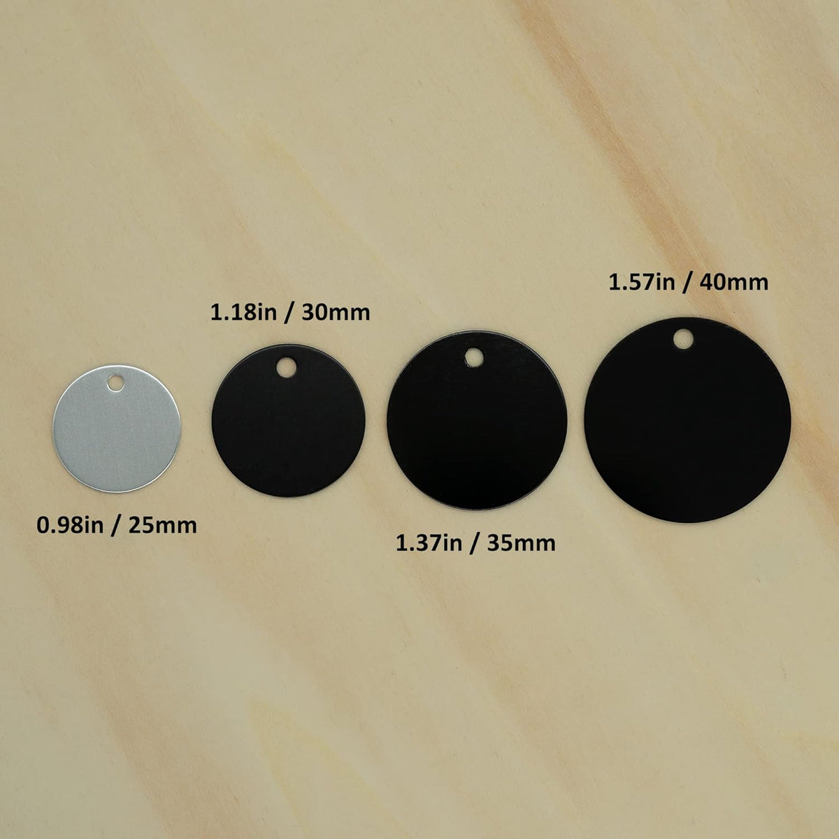 Round Aluminum Engraving Blanks Tags Stamping Blanks 25 Pack Diameter 1.57 Inch (Black)