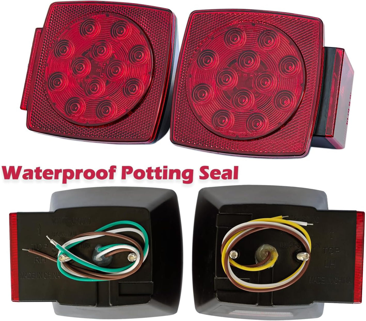 LED trailer lights Kit, 12V Submersible Tail Marker Lights Wiring Lamp Harness for Boat Car Truck RV Utility