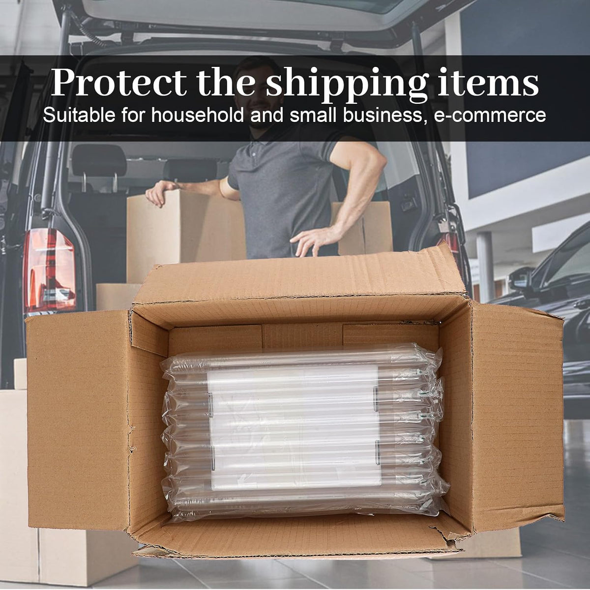 Large Bubble Cushioning Wrap 12"x164', Inflatable Air Pillows 55um