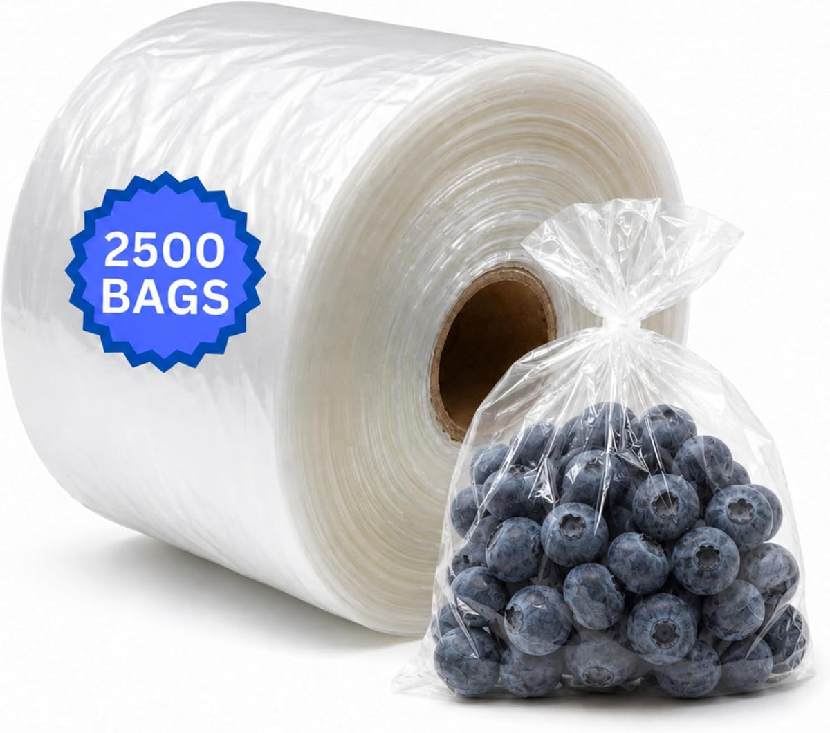 Clear Poly Bags, 4" x 6", 1 Mil, 2500 Count, 1 Roll