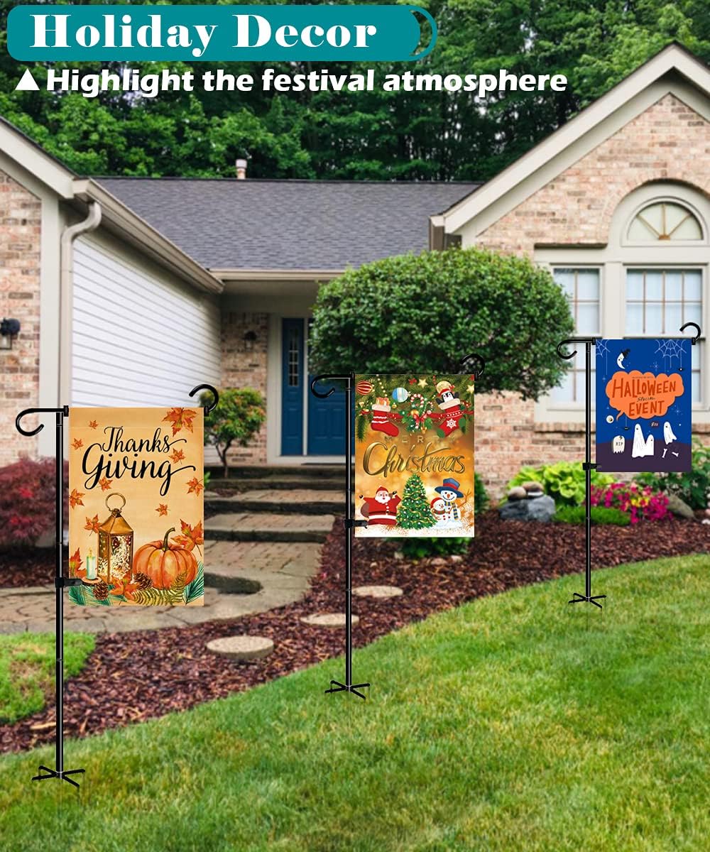 49 Inch Extra Tall Garden Flag Stand Holder Pole with 5 Prong Bases for 12 x 18 Outside Fall Yard Flags Décor, Matte