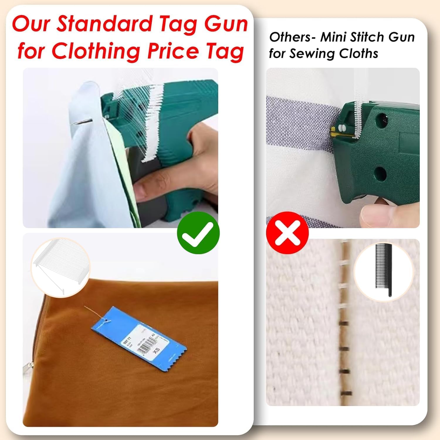 Price Tagging Gun for Clothing, Standard Retail Price Tag Attacher Gun for Clothes with 6 Needles & 1000pcs 2" Barbs