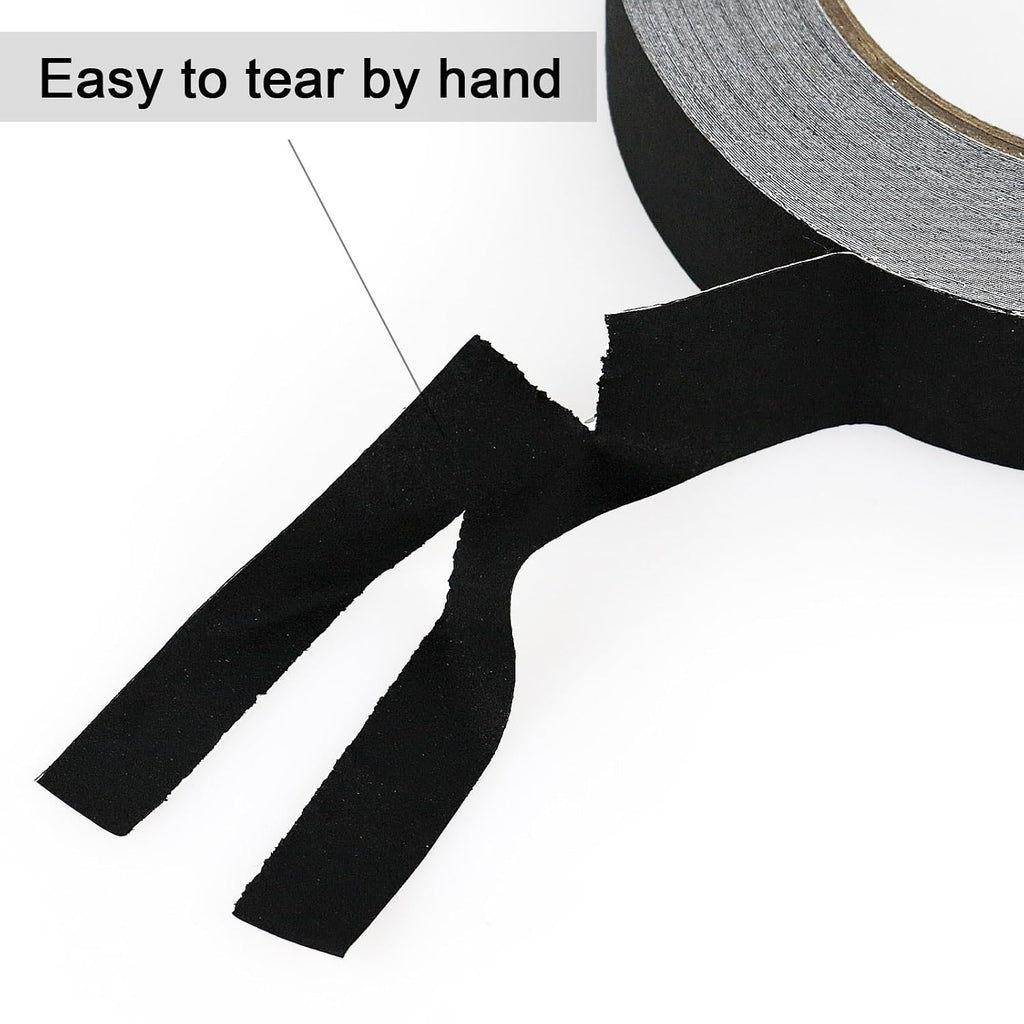 Black Gaffer Tape, Matte Non-Reflective, 1/2inch x 20yds No Residue Hand Tear Self-Adhesive Gaffer Tape for Labeling