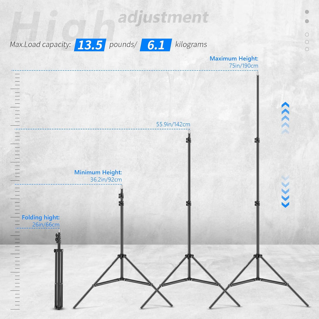 75"/6 Feet/190CM Photography Light Stands for Relfectors, Softboxes, Lights, Umbrellas, Backgrounds