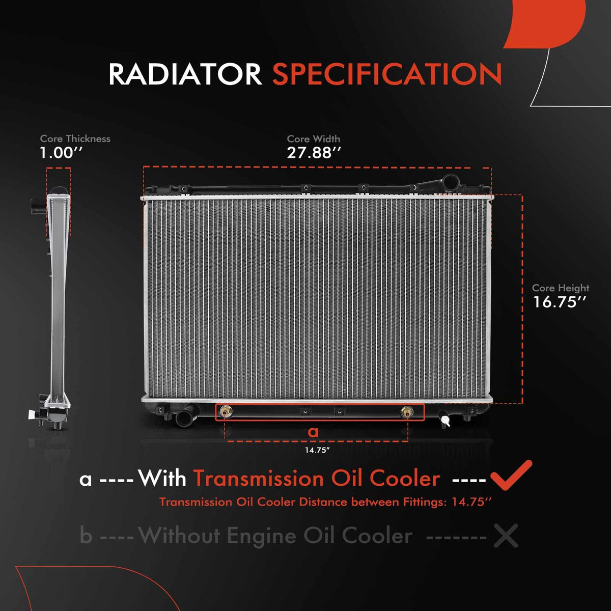 A-Premium Engine Coolant Radiator Compatible with Lexus, Toyota