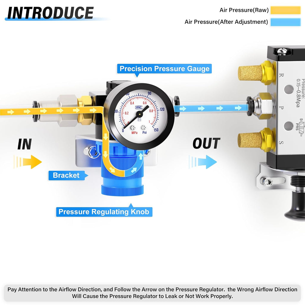 TAILONZ 1/4"NPT Pneumatic Pressure Regulator AR2000,Blue