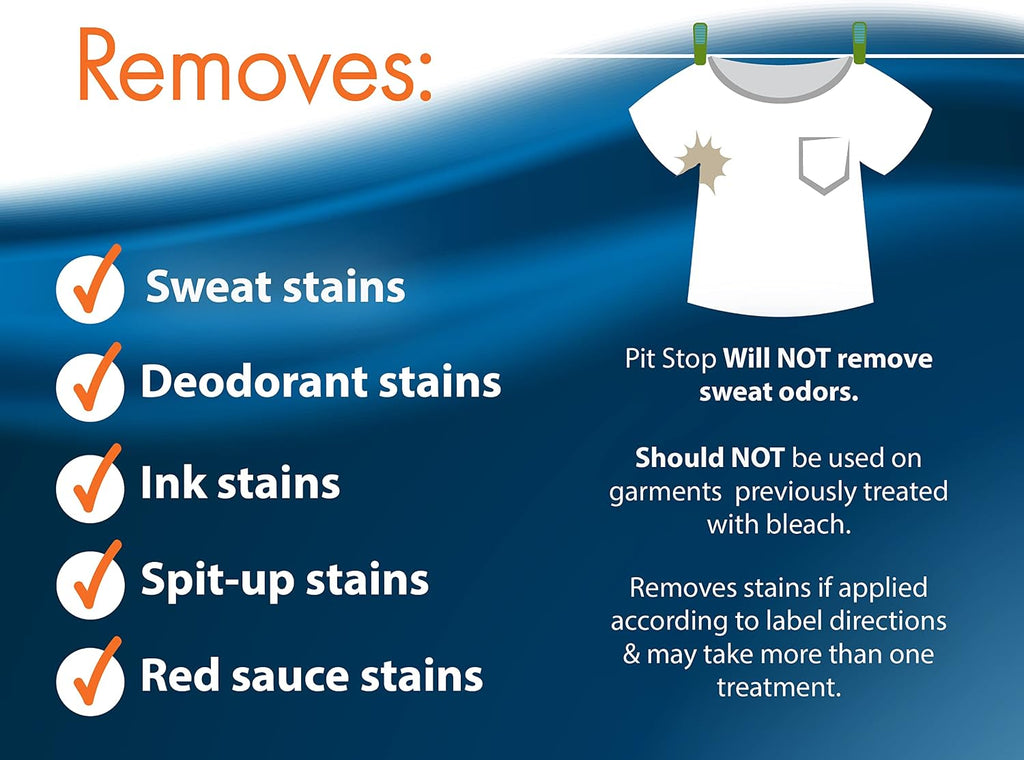 Pit Stop, Sweat Stain & Deodorant (Antiperspirant) Armpit Stain Remover, Multi-stain formulation, 16oz.