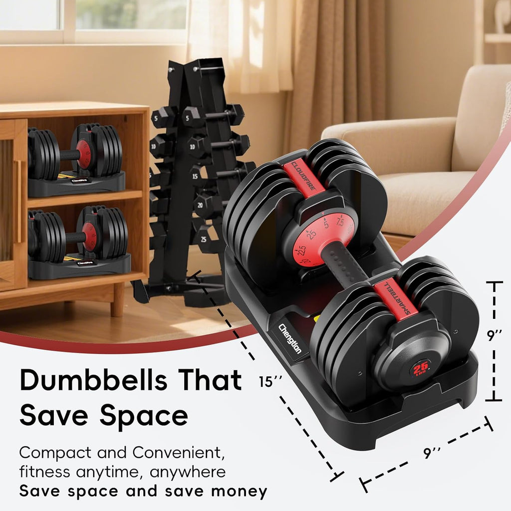 New Upgraded Adjustable Dumbbell Set of 2 (52.5 lbs/25 lbs), 15/9 Weights Dumbbell Set with Safe Locking System
