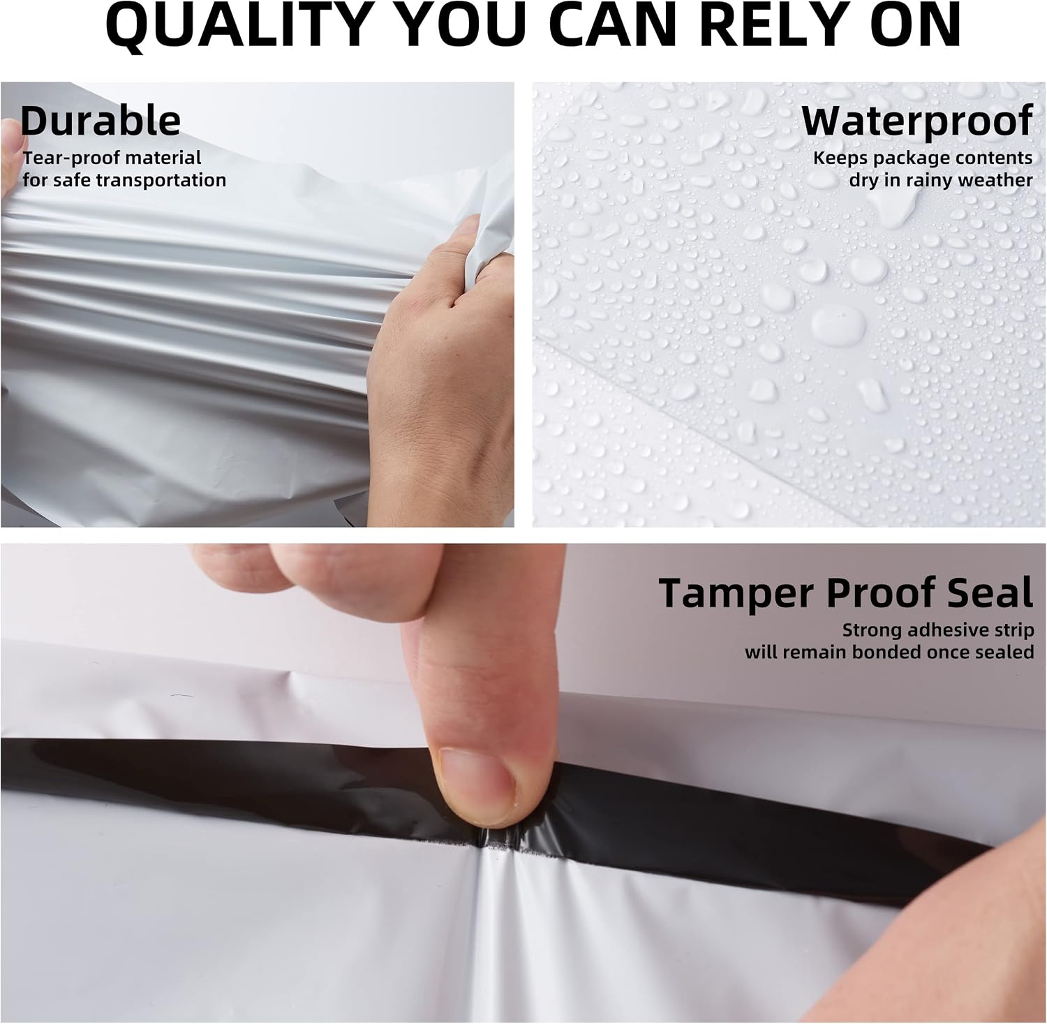 Poly Mailers Shipping Envelope Self Sealing Bags (12x15.5 100pc) (PM100), White