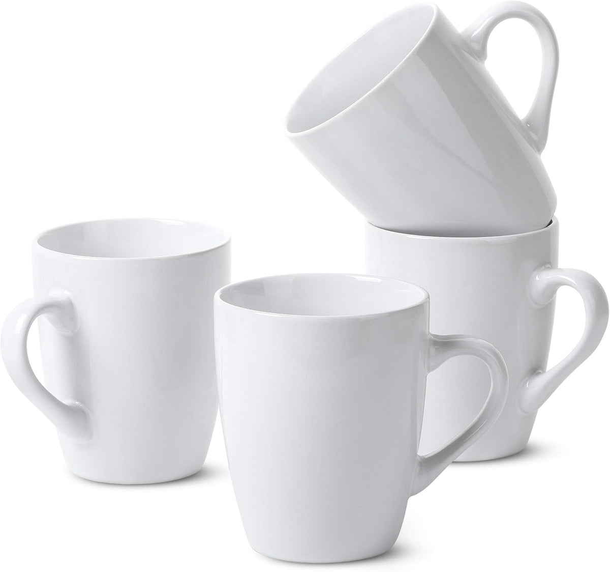 BTaT- Porcelain Coffee Mugs Set, 4 Pack, 12oz, White Ceramic Cups