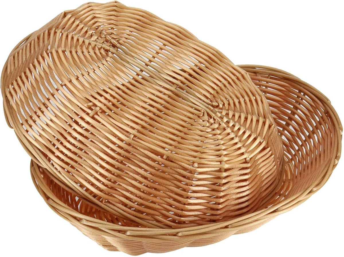30 Pack Wicker Bread Basket, Handwoven Oval Plastic Basket, Woven Tabletop Fruit Vegetables Food Serving Basket for
