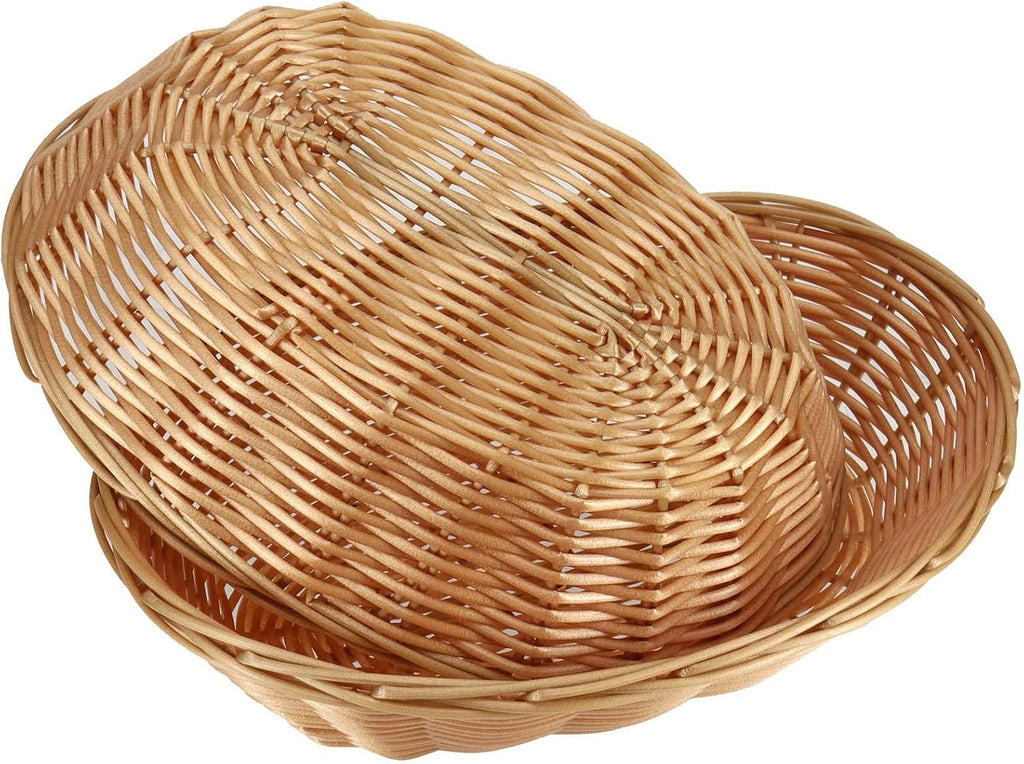 15 Pack Wicker Bread Basket, Handwoven Oval Plastic Basket, Woven Tabletop Fruit Vegetables Food Serving Basket for
