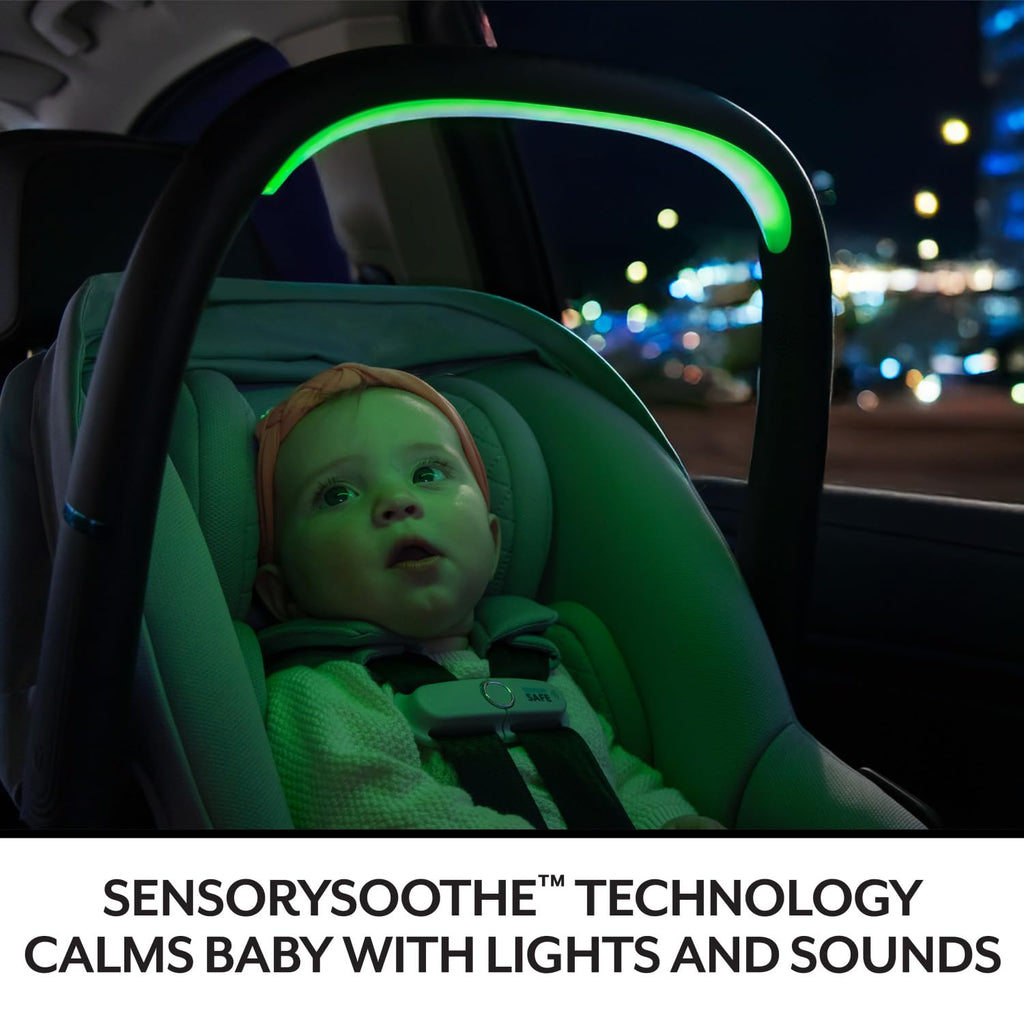 Revolve180 LiteMax NXT Rotating Preemie and Infant Car Seat | w/ SensorySoothe, Green & Gentle Fabric, SensorSafe