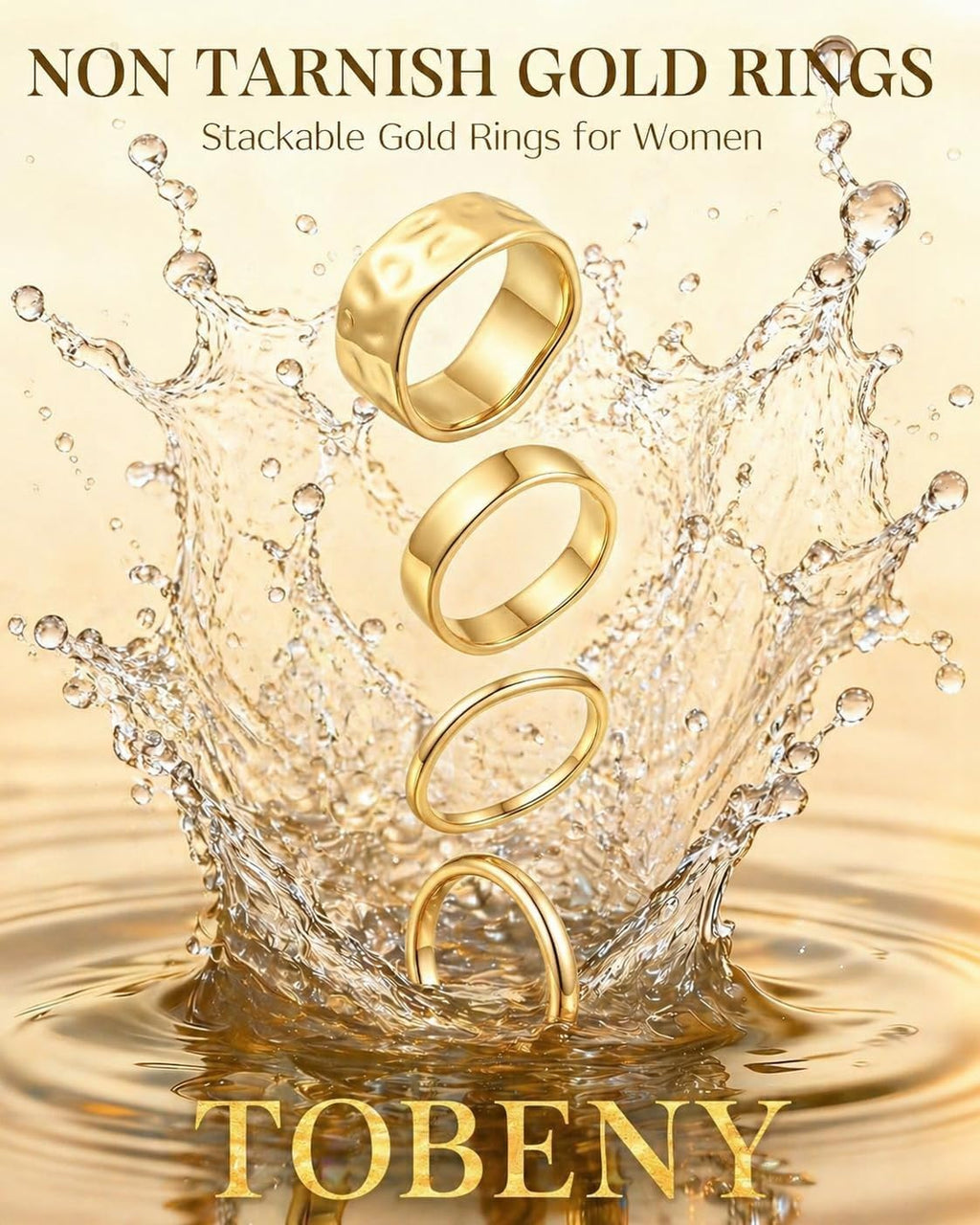 Stackable Gold Rings for Women Non Tarnish 14K Gold Plated Chunky Stacking Thumb Ring Set Trendy Dainty Statement