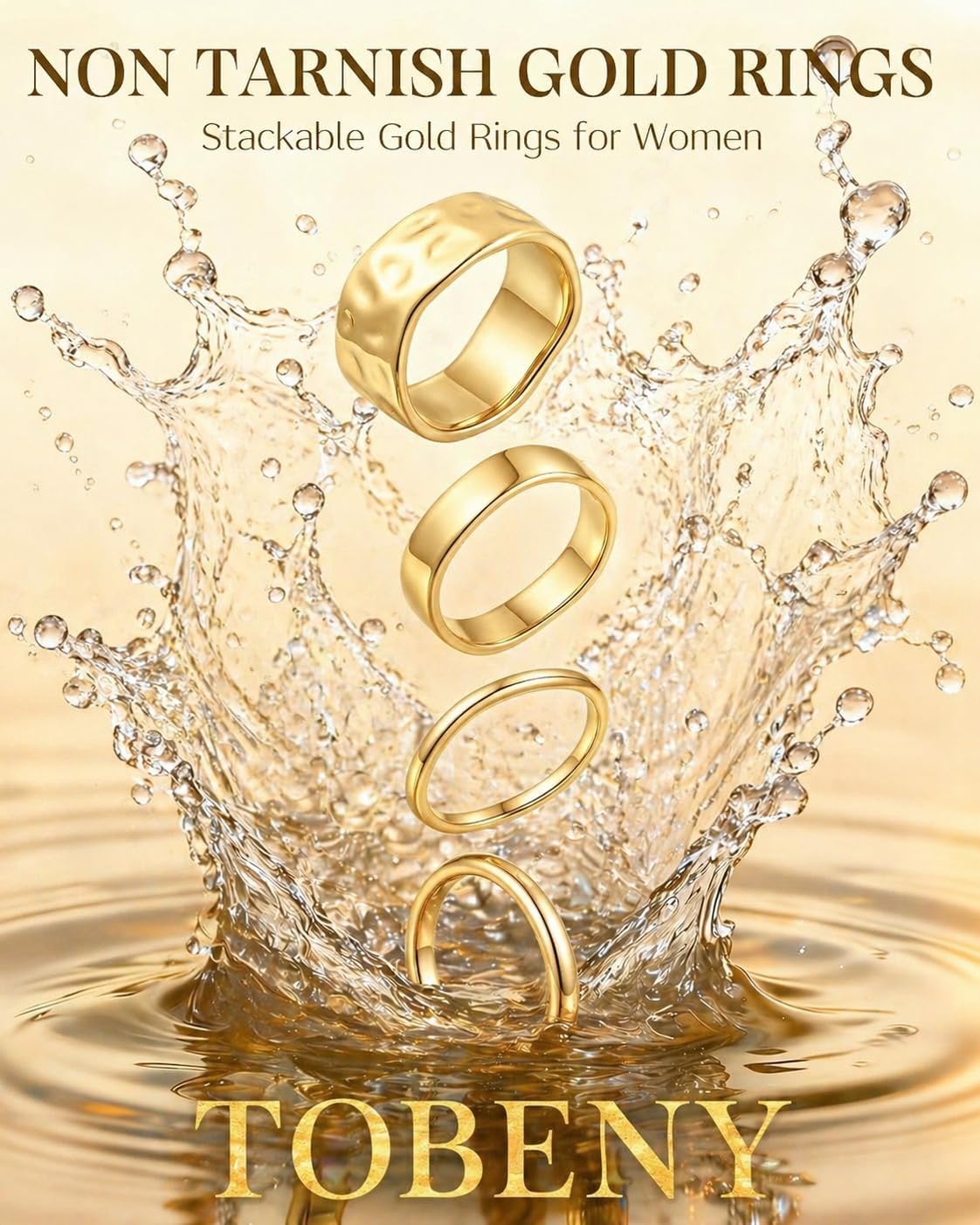 Stackable Gold Rings for Women Non Tarnish 14K Gold Plated Chunky Stacking Thumb Ring Set Trendy Dainty Statement