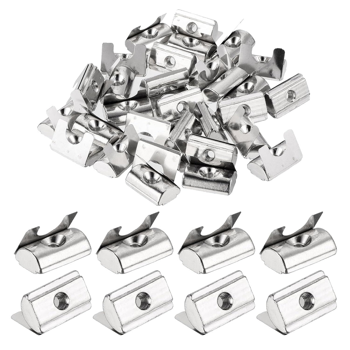 uxcell 30Pcs M4 T Nut Roll in Spring T Nut 3030/4040 Series W/Spring Sheet